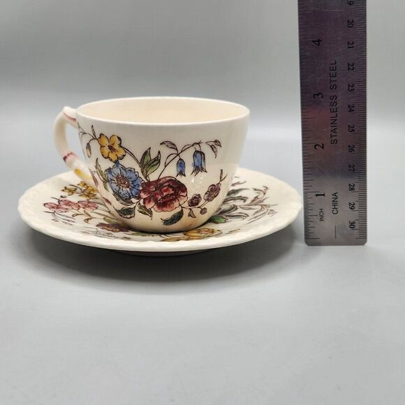 Vernon Kilns California May Flower Hand Painted Tea Cup & Saucer Set USA Garden - Picture 8 of 8